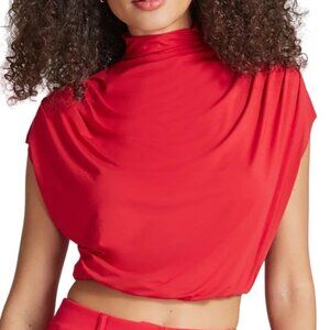 Commando Butter Draped Mockneck Short Sleeve Crop Top - TS34 (Scarlet)